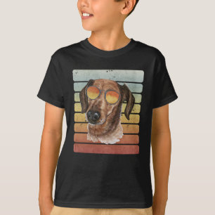Retro Vintage Sonnenuntergang Drahthaar Dachshund T-Shirt