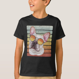 Retro Vintage Sonnenuntergang Französische Bulldog T-Shirt