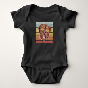 Retro Vintage Sonnenuntergang Französische Dogge M Baby Strampler