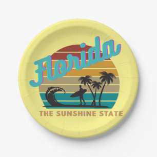 Retro-Vintage-Sonnenuntergang in Florida Pappteller