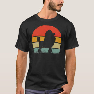 Retro Vintage Sonnenuntergang Pudel Hund T-Shirt