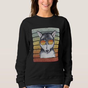 Retro Vintage Sonnenuntergang Siberian Husky Mama  Sweatshirt