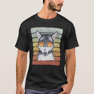 Retro Vintage Sonnenuntergang Siberian Husky Mama T-Shirt