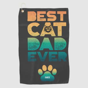 Retro-Vintage-Sonnenuntergang-Vatertag-Bester-Katz Golfhandtuch