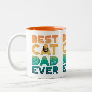 Retro-Vintage-Sonnenuntergang-Vatertag-Bester-Katz Zweifarbige Tasse