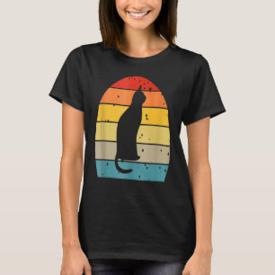 Retro-Vintage-Sonnenuntergangs-Katzen-Silhouette-K T-Shirt