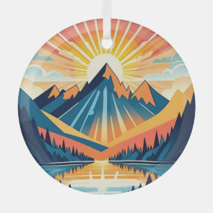 Retro Vintage Sonnenuntergangslandschaft Ornament Aus Glas