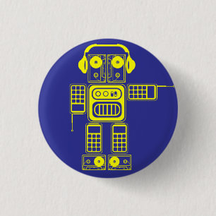 Retro Vintage Spielzeug Roboter (Gelb / Blau) Flai Button