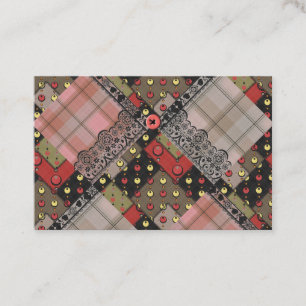 Retro-Vintage-Spitze-Kariert-kariert-Patchwork-Boh Visitenkarte