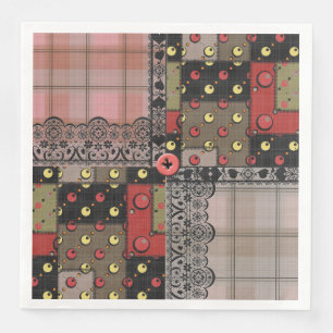 Retro Vintage Spitze kariertes kariertes Flickwerk Serviette