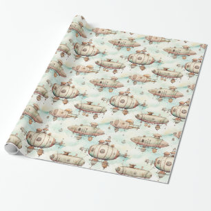 Retro Vintage Steampunk Luftschiff Geschenkpapier