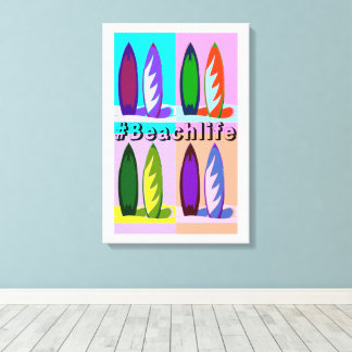 Retro-Vintage-Stil Pop-Art-Surfboards #Beachlife Leinwanddruck