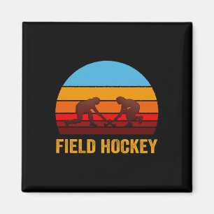 Retro Vintage Stil Sonnenuntergang Feldhockey Magnet