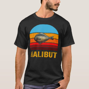 Retro-Vintage-Stil Sonnenuntergang Heilbutt T-Shirt