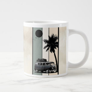 Retro Vintage Strand Van und Palme Jumbo-Tasse