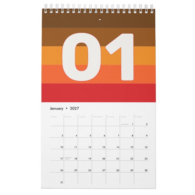 Retro Vintage Streifen 2026 Kalender (Jan 2027)