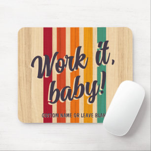 Retro Vintage Streifen Custom Name Spaß bei der Ar Mousepad