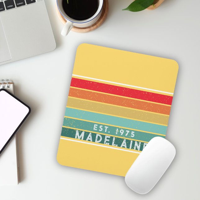 Retro Vintage Streifen gelb Mousepad (Von Creator hochgeladen)