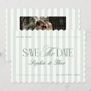 Retro Vintage Streifen geschwungene Hellgrüne Hoch Save The Date