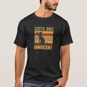 Retro Vintage Streifen Katzen sind unschuldig Katz T-Shirt