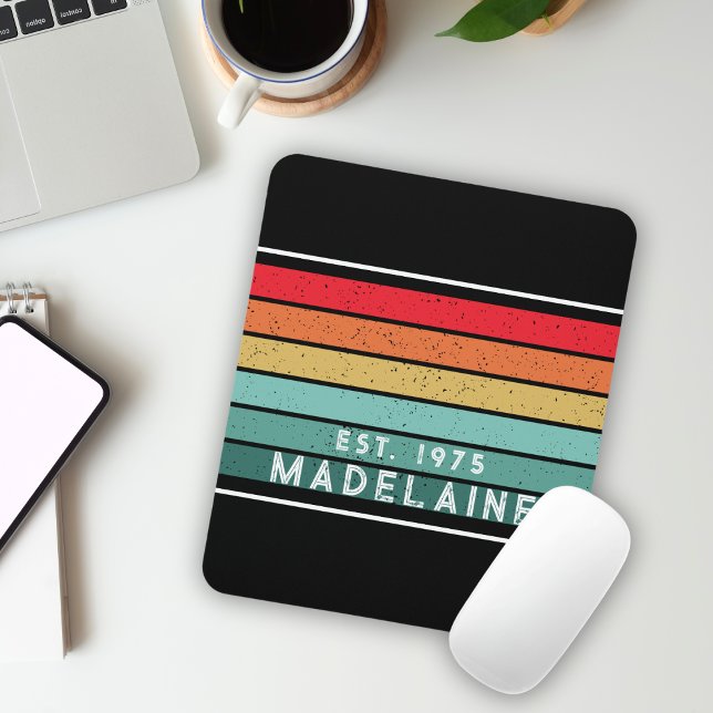 Retro Vintage Streifen schwarz Mousepad (Von Creator hochgeladen)