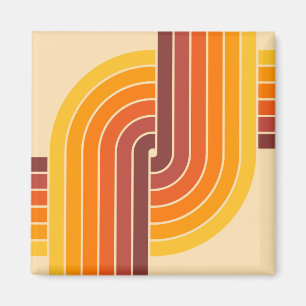 Retro-Vintage-Style geometrisches Muster der 70er Magnet