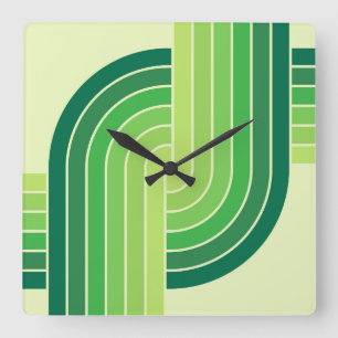 Retro-Vintage-Style geometrisches Muster der 70er Quadratische Wanduhr