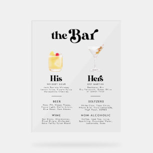 Retro Vintage Style Signature-Drinks-Bar-Menü Acrylschild
