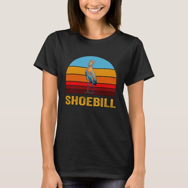 Retro Vintage Style Sunset Shoebill T-Shirt (Vorderseite)
