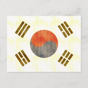Retro-Vintage Südkorea-Flagge Postkarte