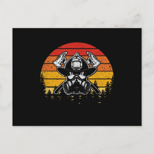 Retro Vintage Sunset Firefighter Geschenke Feuer Feiertagspostkarte