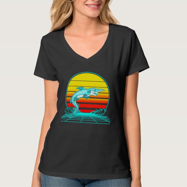 Retro Vintage Sunset Goblin Shark T-Shirt (Vorderseite)