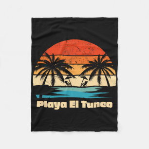 Retro-Vintage-Surfdruck Playa El Tunco Beach Fleecedecke
