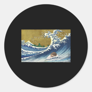 Retro Vintage Surfen auf einer Welle Süßes Tier Ig Runder Aufkleber