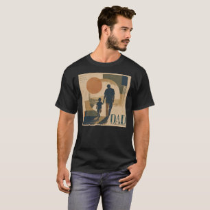 Retro-Vintage-T-Shirt mit Silhouette von Vater und T-Shirt