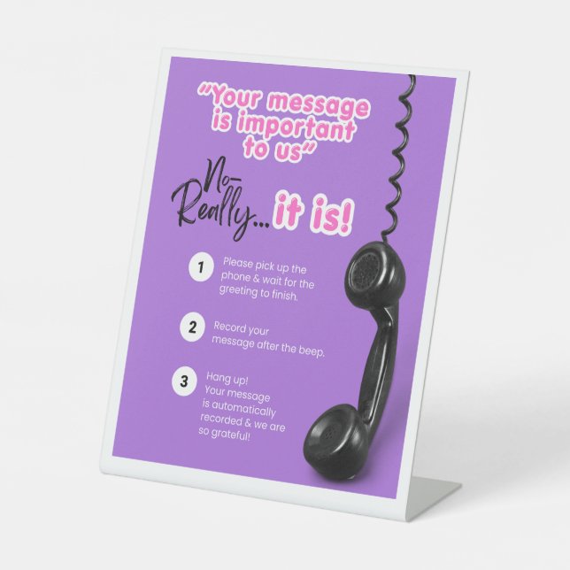 Retro Vintage Telefon Audio-Gästebuch Schild (Vorderseite)