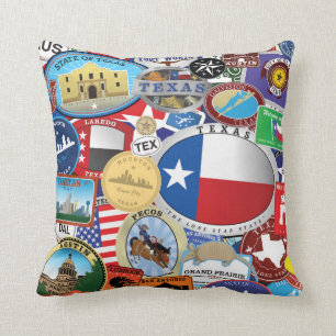 Retro-Vintage-Texas-Aufkleber-Muster Kissen