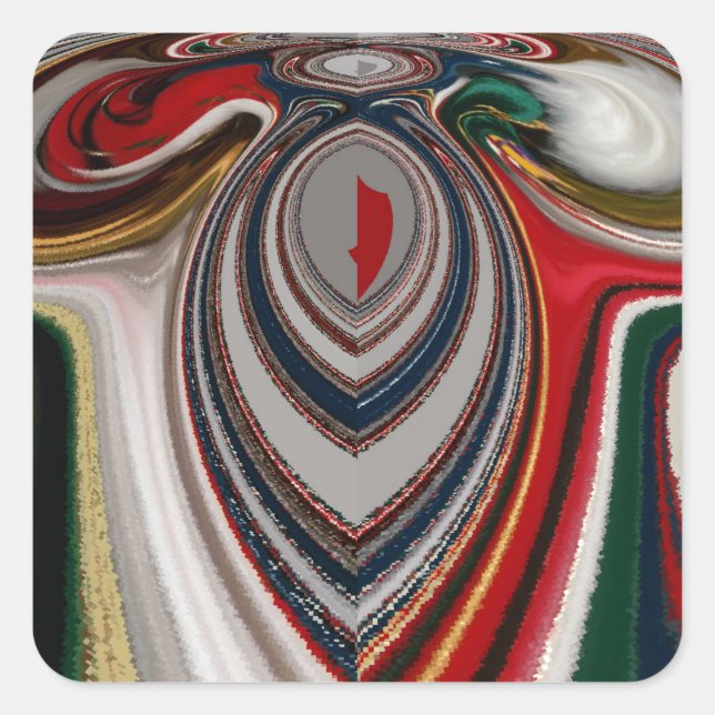 Retro Vintage Textur Abstrakte Kunst drucken Quadratischer Aufkleber (Vorderseite)