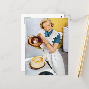 Retro-Vintage-Torte-Backdame Postkarte