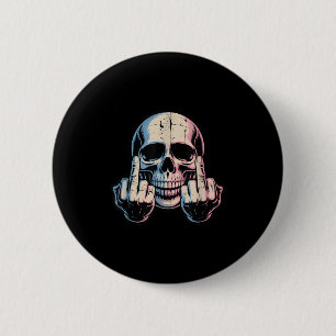 Retro-Vintage-Totenkopf-Gesicht Lustiger Mittelfin Button