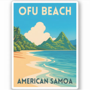 Retro Vintage Travel American Samoa Ofu Beach Aufkleber