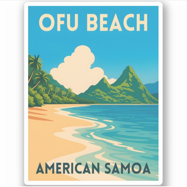 Retro Vintage Travel American Samoa Ofu Beach Aufkleber (Vorderseite)