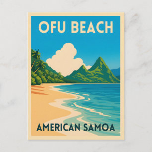 Retro Vintage Travel American Samoa Ofu Beach Postkarte