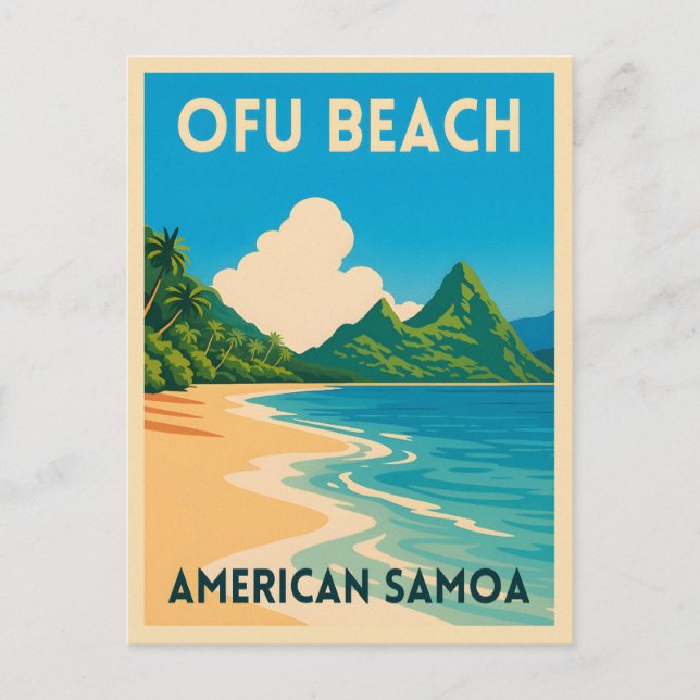 Retro Vintage Travel American Samoa Ofu Beach Postkarte (Vorderseite)