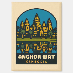 Retro Vintage Travel Angkor Wat Kambodscha Magnet