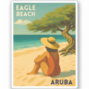 Retro Vintage Travel Aruba Eagle Beach Landschaftl Aufkleber