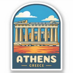 Retro Vintage Travel Athens Griechenland Parthenon Aufkleber