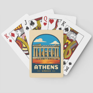 Retro Vintage Travel Athens Griechenland Parthenon Spielkarten