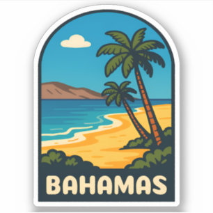 Retro Vintage Travel Bahamas Beach Landschaft Aufkleber