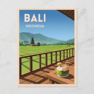 Retro Vintage Travel Bali Indonesien Landschaft Postkarte